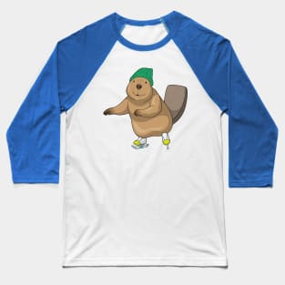 Beaver Ice skating Ice skates Baseball T-Shirt